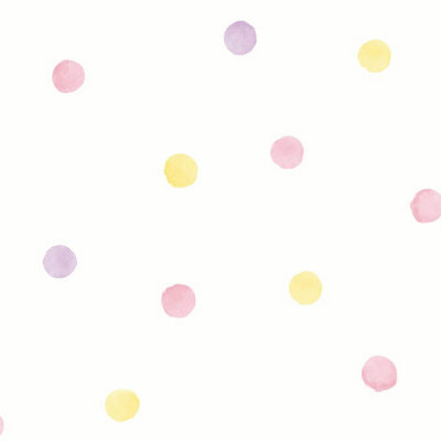 Watercolour Polka Dots by Albany - Blue / Teal - Wallpaper