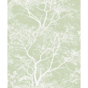Holden Decor Whispering Trees Green Allover Tree Textured Wallpaper