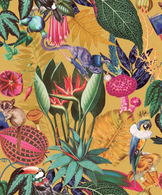 Holden Decor Wonderland Tropical Ochre Wallpaper 91190