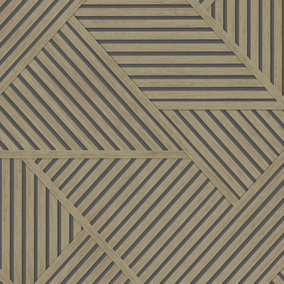 Holden Decor Wood Effect Geometric Faux Wooden Panel Natural Wallpaper