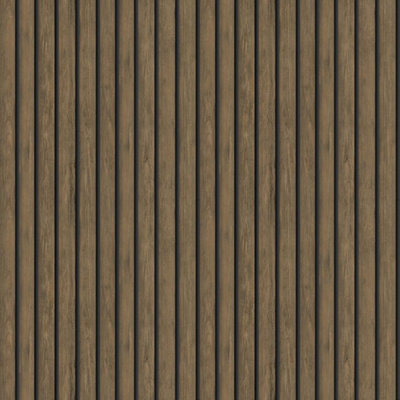 Holden Decor Wood Effect Slats Dark Oak Spongeable Flat Surface Wallpaper 13130