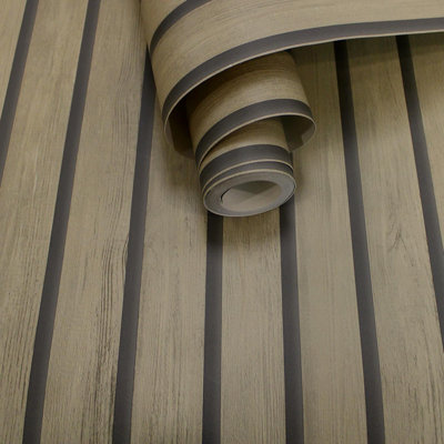 Holden Decor Wood Effect Slats Light Oak Spongeable Flat Surface Wallpaper 13132