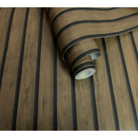 Holden Decor Wood Slat Dark Oak Imitation Wood Smooth Wallpaper