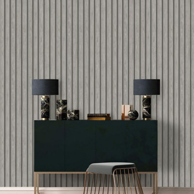 Holden Decor Wood Slat Grey Imitation Wood Smooth Wallpaper