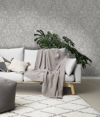 Holden Decor Woodland Stitch Grey Blown Wallpaper