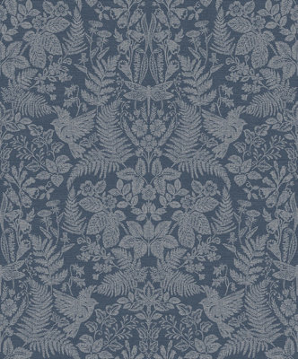 Holden Decor Woodland Stitch Navy Blown Wallpaper