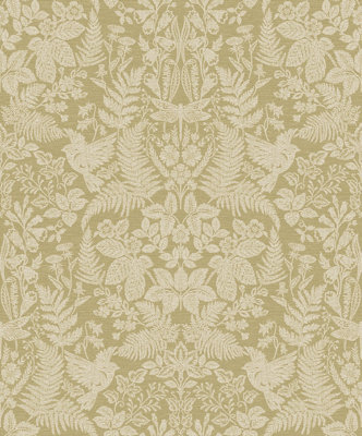 Holden Decor Woodland Stitch Ochre Blown Wallpaper