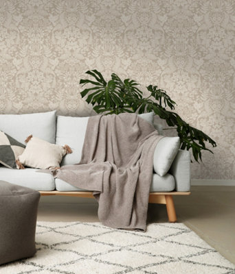 Holden Decor Woodland Stitch Taupe Blown Wallpaper