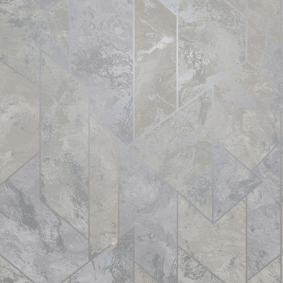 Holden Decor Zarci Grey Geometric Embossed Wallpaper