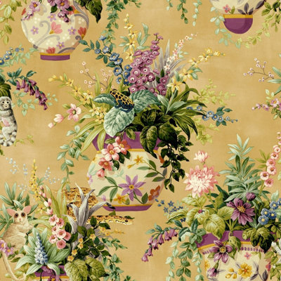 Holden Delamere Floral Vase Wallpaper Ochre 13480