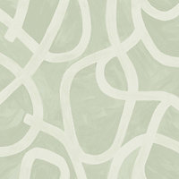Holden Delamere Linear Swirl Wallpaper Sage 13461
