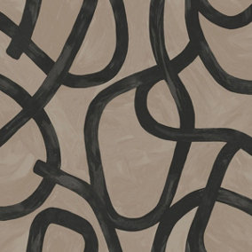 Holden Delamere Linear Swirl Wallpaper Taupe 13460