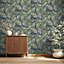 Holden Delamere Paisley Leaves Wallpaper Blue 13441