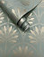 Holden Dusky Blue Metallic Gold Teal Tropical Palm Tree Leaves Feature Wallpaper