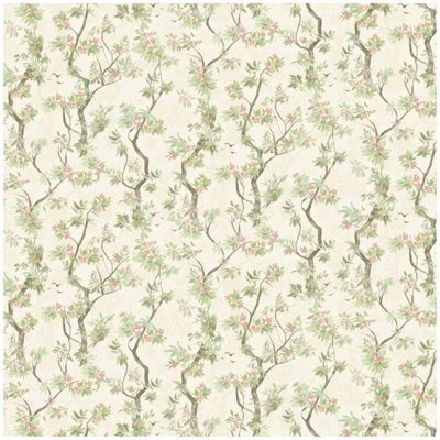 Holden Folia Cream Pink Vinyl Tree Blossom Wallpaper Modern Paste The Wall