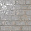 Holden Glistening Realistic Brick Effect Slate Grey Rose Gold Metallic Wallpaper