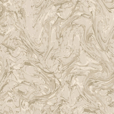 Holden Liquid Marble Swirl Effect Glitter Metallic Shimmer Textured Wallpaper Taupe 50435