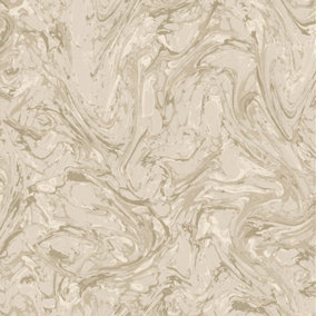 Holden Liquid Marble Swirl Effect Glitter Metallic Shimmer Textured Wallpaper Taupe 50435