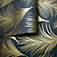 Holden Metallic Feather Pattern Wallpaper Leaf Motif Modern Textured 50082 Black Gold