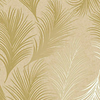 Holden Metallic Feather Pattern Wallpaper Leaf Motif Textured Gold 50080