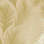 Holden Metallic Feather Pattern Wallpaper Leaf Motif Textured Gold 50080
