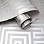 Holden Metallic Glistening Industrial Maze Geometric Geo Wallpaper Luxury Roll Grey Silver 12910