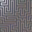 Holden Metallic Glistening Industrial Maze Geometric Geo Wallpaper Luxury Roll Navy Gold 12913
