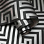 Holden Metallic Glistening Industrial Maze Geometric Geo Wallpaper Roll Black Silver 12912