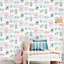 Holden Over the Rainbow Animal Frames Wallpaper Teal/Pink (90971)