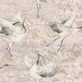 Holden Patagonia Sarus Cranes Wallpaper Pink (36101-BUR)