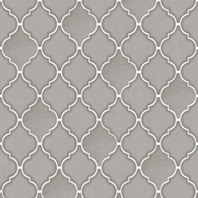 Holden Retro Trellis Tile Ogee Geometric Glitter Geo Tiling On a Roll Wallpaper Charcoal Grey 89311