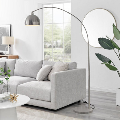 HOLDEN Tall Silver Chrome Metal Floor Standing Arc Lamp Light