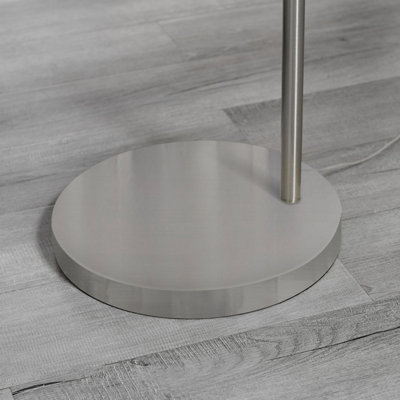 HOLDEN Tall Silver Chrome Metal Floor Standing Arc Lamp Light With White Marble Base Including A Rated Energy Efficient LED Bulb