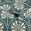 Holden Teal Metallic Gold Tropical Palm Trees Leaves Feature Wallpaper