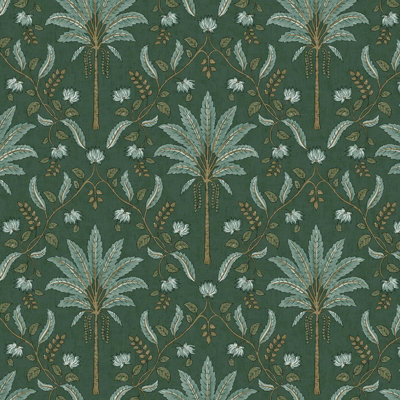 Holden Tropical Palm Tree Leaves Leaf Trellis Geometric Wallpaper Green 13750