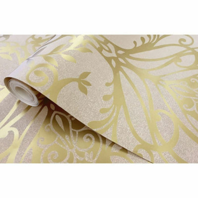 Holden Victorian Floral Damask Wallpaper Metallic Gold 50010
