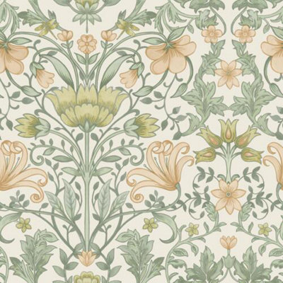 Holden Vintage Floral Cream Ochre Vintage Retro Style Art Nouveau Wallpaper