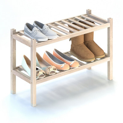 HOLGER Shoe shelf 70x27 cm height 44 cm Acacia hardwood Organic White