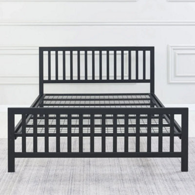 Holkham Bed - Double (4ft6) - Strong Mesh Base - Chunky Frame - Black