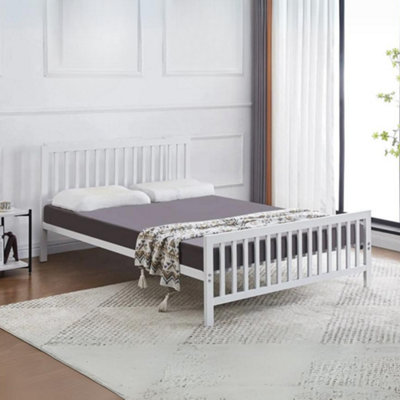 Holkham Metal Bed in White, Single (90x190cm), Reinforced Mesh Base ...