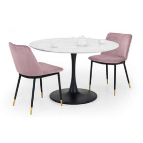 Holland Round Pedestal Table & 2 Delaunay Pink Chairs