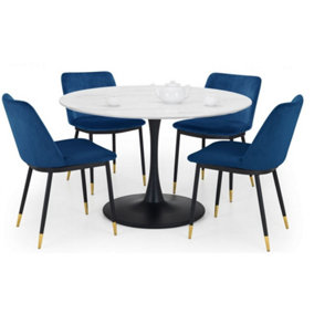 Holland Round Pedestal Table & 4 Delaunay Blue Chairs