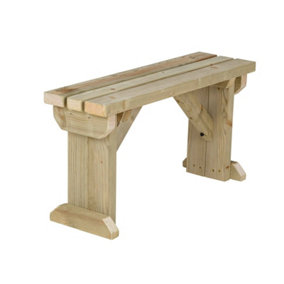 Hollies wooden bench, outdoor garden fence seat(3ft, Natural finish)