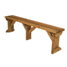 Hollies wooden bench, outdoor garden fence seat(8ft, Rustic brown finish)
