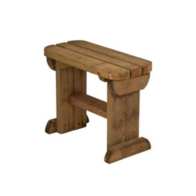 Hollies wooden bench, rounded outdoor garden fence seat(3ft, Rustic brown finish)