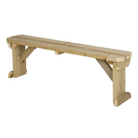 Hollies wooden bench, rounded outdoor garden fence seat(5ft, Natural finish)