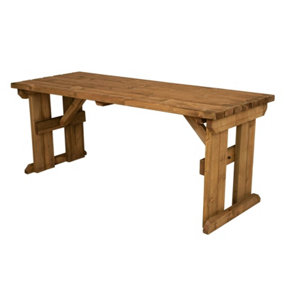 Hollies wooden garden table, outdoor pinic dining desk(5ft, Rustic brown finish)