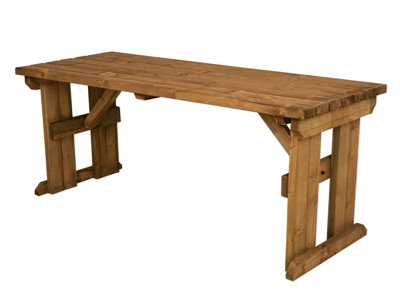Hollies wooden garden table, outdoor pinic dining desk(7ft, Rustic brown finish)
