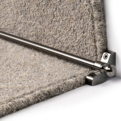 Hollow Stair Carpet Runner Rods - Easy To Install Affordable Stair Rod Bars - Pewter Finish - 70cm (27.5") width