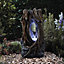 Hollow Tree Trunk Water Feature with LED Lights, Self-Contained, Weatherproof for Garden, Patio & Decking (Height 80.5cm)